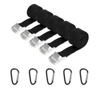 1.5m Sangle d'Arrimage, 5pcs Sangle a Cliquet Noir avec 5 Mousqueton, 25mm Petite Sangles de Serrage avec Boucle pour Fixation, Sangles à Griffe pour Demenagement, Moto, Porte Vélo, Voiture, Bagage