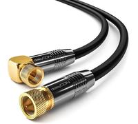 1.5m SAT Antenna Cable Satellite Coaxial Cable - HDTV Full HD - 90° F Connector Angled to Straight F Connector - Black