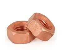 1-5pcs T2 Copper Hexagon Nut Red Copper Nut Conductive Nut Washer Locking Screw Cap Pure Copper Conduction M3 M4 M5 M6 M8 M10 M12 M16~M27(M12 (2Pcs))