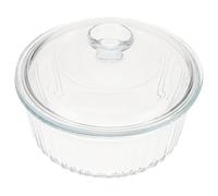 1,6 L en Verre Borosilicaté avec Couvercle Cocotte Ronde | Verre Transparent Haute Transparence, Usage Four et Service à Table, pour Petits Foyers Cuisine Maison