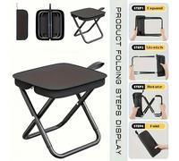 1,6 lb Tabouret de camping pliable portable avec sac de transport, chaise pliante de 12 po pour voyager, randonner, pêcher, pique-niquer, barbecue (noir) Pochette (Noir) GrandePolyester