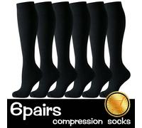 1/6 paires de chaussettes de compression en cuivre noires, beiges, blanches, bleues et grises pour le sport et la course à pied pour femmes et hommes, chaussettes longues de soutien pour la course, ba