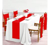 1-6 pièces Chemin de table en satin rouge, chemin de table en soie doux et lisse, ruban décoratif de chaise 12 po x 108 po, décoration de salle, décoration de table à manger, parfait pour fête, mariag