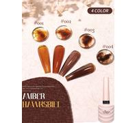 1-6 pièces PSK Vernis à ongles gel ambre écaille de tortue, Nouvelle collection automne 2026, Populaire, Gel de teinture ambre semi-transparent brun Maillard pour Nail Art daimaohupo01