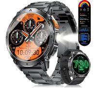 1.62"" Amoled Montre Connectée Homme, 3Atm Etanche Smartwatch Avec Led Lampe Torche Pour Android/Ios, Appel Bluetooth, 110+ [MON146]