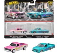 1:64 Hot Wheels 2024 Premium 2-Pack Datsun Sunny Truck (B120) + Custom Nissan Ha