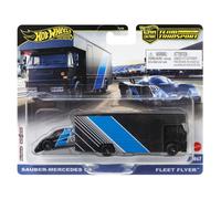 1:64 Hot Wheels Premium 2024 Équipe Transport Propre Mercedes C9 + Flotte Flyer