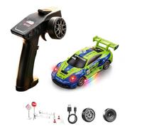 1/64 Mini voiture RC Drift 2,4 GHz haute vitesse avec éclairage LED | Contrôle du gaz entièrement proportionnel, direction partiellement proportionnelle, pneus Drift interchangeables pour les