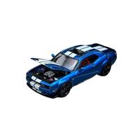 1:64 pour Dodge Challenger SRT Hellcat Blue and White Stripes Alloy Car Model Commémorative Edition Miniature De Collection