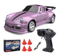 1:64 Voiture de Dérive RC Mini 4WD, Véhicule à Contrôle à Distance 2.4G avec Moteur à Tasse Creuse 612 à Aimant Fort, Chargement USB, Portée de Contrôle 25-30 Mètres, Lumières LED (FQD23, Rose)