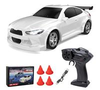 1:64 Voiture de Dérive RC Mini 4WD, Véhicule à Contrôle à Distance 2.4G avec Moteur à Tasse Creuse 612 à Aimant Fort, Chargement USB, Portée de Contrôle 25-30 Mètres, Lumières LED (FQD23, Blanc)