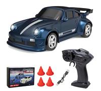 1:64 Voiture de Dérive RC Mini 4WD, Véhicule à Contrôle à Distance 2.4G avec Moteur à Tasse Creuse 612 à Aimant Fort, Chargement USB, Portée de Contrôle 25-30 Mètres, Lumières LED (FQD23, Bleu)