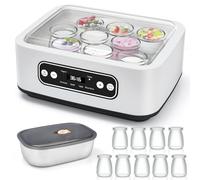 1.6L YaourtièRe, Avec 9 Pots Portables, Pot IntéRieur En Acier Inoxydable 304, Minuterie RéGlable Et Chauffage PTC Pour Yaourt Maison, Natto, Vin De Riz Et Fermentation