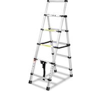 1,7+2M Escabeau télescopique Escabeau pliant Escabeau extensible Aluminium Escabeau à marches 6+7 marches Cadre A antidérapant Escalier extensible Escalier en aluminium Capacité de charge 150 kg - Arg