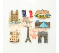 1/7 pièces/Set Aimants de réfrigérateur, Aimants de réfrigérateur de monuments français - Louvre, Arc de Triomphe, Tour Eiffel, Cathédrale, Palais de Versailles, Souvenirs de voyage, Décoration de réf
