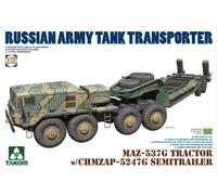 1/72 Russian Army Maz-537g Tractor W/Chmzap-5247g Semi-Trailer Tank Transport Car Plastic Model-Takom
