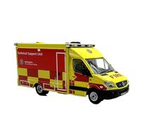 1:76 pour Mercedes Benz Ambulance Alliage Jouet Voiture Kit Modèle Simulation Ornements Jouets Non RC(02)