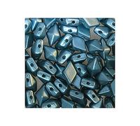 1.76oz DIAMONDUO Glass Two-Hole Beads Rhombus gemduo 5 x 8 mm, Pastel Blue Zircon