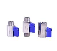 1/8" 1/4" 3/8" 1/2" 3/4" 1" BSP NPT Female Male Mini Sanitary Ball Valve SUS 304 316L Stainless Steel Homebrew(1/2",FEMALE_BLUE HANDLE_NPT)