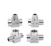1/8" 1/4" 3/8" 1/2" BSP NPT Té mâle femelle 3 voies Raccord de tuyau en acier inoxydable 304 Bloc séparateur haute pression(BSP,FEMALE-FEMALE-MALE_1/2")