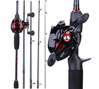 1.8-2.4m Fishing Combo Portable 5 Sections Casting Fishing Rods and 17+1BB Baitcasting Reels Set (Size : 1.98m and Right Hand)