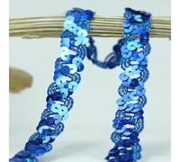 1,8 cm x 12 m - Ruban décoratif tressé brillant à paillettes - Ruban à paillettes - Ruban à paillettes - Pour couture, fabrication de bijoux, bricolage, décoration de robe - Bleu marine