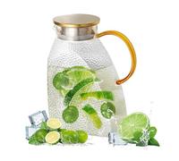 1,8 L Cruche En Verre Avec Couvercle, Carafe En Verre Borosilicate, Carafe à Eau pour Réfrigérateur, Carafe Eau Verre Transparente, Pour Infuseur Fruit, Thé Glacé, Café Chaud, Lait
