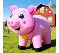 1,8 m Cochon gonflable de Noël Printemps, ferme ranch animaux gonflables mignons, décorations extérieures cour lumières LED intégrées grand grand décor fête pelouse vacances extérieur