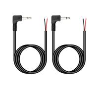 1/8"" Mono to Bare Audio Cable,2 Packs of 90 Degree Replacement 3.5mm TS Male to Bare Cable Open End for Audio Equipment Cable Repair
