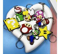 1/8 pièces de porte-clés Super Mario fait main, pendentif de dessin animé mignon et à la mode, pendentif en PVC souple en caoutchouc pour accessoires de bagages, la meilleure décoration d'ambiance pou