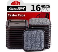 1.8"" Square Reusable Felt Casters Furniture Casters With Carpet Bottom, Felt Floor Protector Pads For Hardwood Floors, Brown/Grey (Pack Of 16)