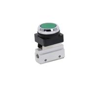 1/8" Threaded 2 Position 3 Way Flat Push Green Button Momentary Pneumatic Valve MOV-321PP Mechanical Switch NWPNLXEA(No Fittings)