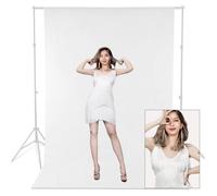 1.8 x 2.7 m Toile de Fond Blanc Studio Photo 100% Mousseline Pliable, White Backdrop pour Photographie, Vidéo et Télévision