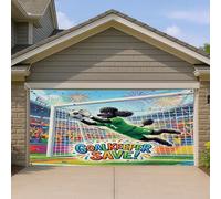 1,8 x 4 m 2026 caniche de football pour porte de garage, couverture de porte de garage, chiot gardien de but sauver impression art mural intérieur ou extérieur Décoration murale pour photographie de