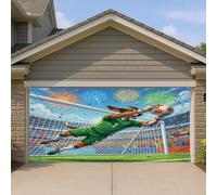 1,8 x 4 m 2026 motif chien coonhound de football pour porte de garage, couverture de porte de garage, chiot gardien de but sauver impression art mural décoration intérieure ou extérieure photographie