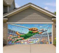1,8 x 4 m 2026 motif chien labradoodle de football pour porte de garage, couverture de porte de garage, chiot gardien de but sauver impression art mural décoration intérieure ou extérieure pour