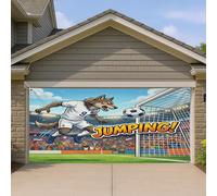1,8 x 4 m 2026 saison de football loup porte de garage couverture couverture couverture animal sauvage sautant tête tête de tir motif animal sautant tête de tir mur art décalcomanie décoration