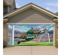 1,8 x 4 m 2026 saison de football rhinocéros couverture de porte de garage couverture couverture de porte de garage Match animaux sauvages gardien de but sauver impression art mural décoration
