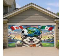 1,8 x 4 m 2026 Soccer Alaskans Malamute Dog Garage Door Banner Cover Match Day Celebrate Puppy Bath Décoration murale d'intérieur ou d'extérieur Décoration de photographie sportive Fond photo à