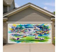 1,8 x 4 m 2026 Soccer Bull Terrier Dog Couverture de porte de garage Couverture de porte de garage Match Day Puppy Dribble passé porche art mural intérieur ou extérieur Décoration de photographie