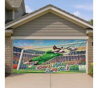 1,8 x 4 m 2026 Soccer Bull Terrier Dog Couverture de porte de garage Couverture de porte de garage Match Puppy Goalkeeper Save Print Art mural Décoration intérieure ou extérieure Photographie sportive