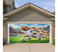 1,8 x 4 m 2026 Soccer Chow Dog Couverture de porte de garage Couverture Couverture de porte de garage Match Day Puppy Dribble Passé Porche Art Mural Intérieur Extérieur Décoration de Photographie