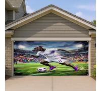1,8 x 4 m 2026 Soccer Pitbull Dog Couverture de porte de garage Couverture Couverture de porte de garage Match Day Puppy Dribble Passé Porche Art mural Intérieur Extérieur Décoration de photographie