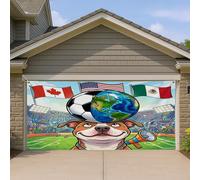 1,8 x 4 m 2026 Soccer Pitbull Dog Couverture de porte de garage Couverture de porte de garage Célébrez le jour du match Célébrez le bain de chiot Décoration murale d'intérieur ou d'extérieur