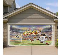 1,8 x 4 m 2026 Soccer Rottweilers Dog Couverture de porte de garage Couverture Couverture de porte de garage Match Day Puppy Shoot Goal Art mural Décoration intérieure ou extérieure Photographie de