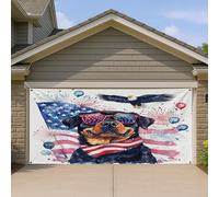 1,8 x 4 m 4 juillet Rottweiler Dog Garage Door Banner Cover 250 Years American Anniversary Pattern Indoor Outdoor Wall Art Decal Decor Patriotique Photographie Photo Fond Suspendu