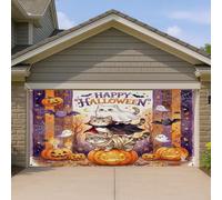 1,8 x 4 m Amusant Halloween Chat américain à poil court Couverture de porte de garage Couverture de bannière effrayant Chaton fantôme Bain Intérieur Extérieur Art Mural Décoration Horreur Citrouille