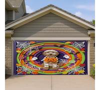 1,8 x 4 m amusant Halloween Labradoodle Dog Garage Door Blanket Paper Cut Craft Fall Scary Pattern Indoor Outdoor Wall Art Decal Decor Spooky Photographie Fond à suspendre