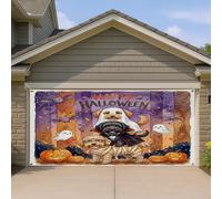 1,8 x 4 m amusant Halloween Labradoodle Dog Garage Porte Bannière Couverture Couverture effrayante Chiot Fantôme Bain Intérieur Extérieur Art Mural Décoration Horreur Citrouille Photographie Fond