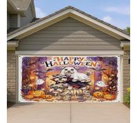 1,8 x 4 m Amusant Halloween Schnauzer Chien Garage Porte Bannière Couverture Couverture de Porte de Garage Fantôme Chat Effrayant Bain Intérieur Extérieur Décoration Murale Horreur Citrouille